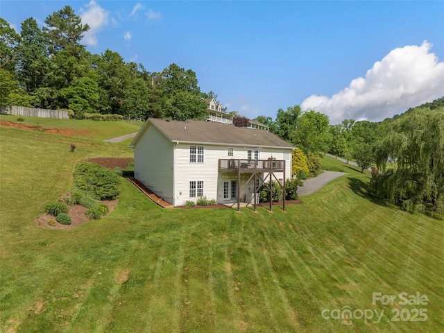 8 Rose Briar Cir, Weaverville, NC 28787 - back of property with a lawn, a wooden deck, and french doors