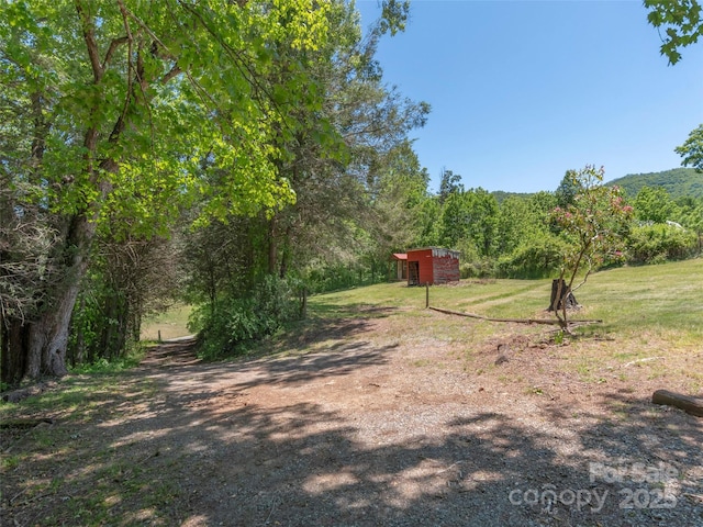 292 Cook Rd, Canton, NC 28716 - view of grassy yard with an outdoor structure and a view of trees
