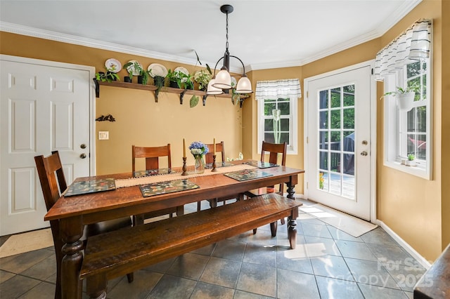 98 Driftwood Ln Unit 7, Mills River, NC 28759 - tiled dining room featuring crown molding and baseboards