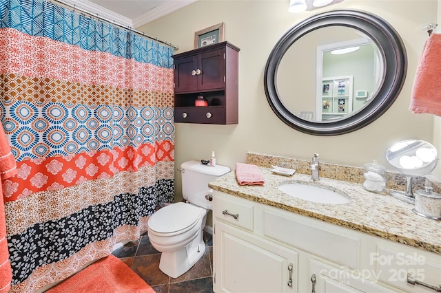 98 Driftwood Ln Unit 7, Mills River, NC 28759 - full bath with crown molding, vanity, toilet, and curtained shower