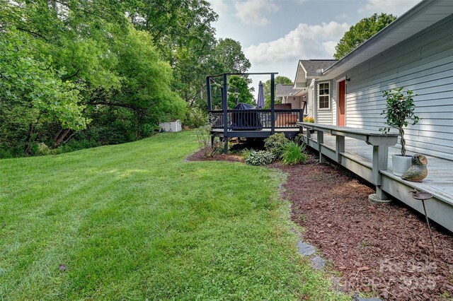 98 Driftwood Ln Unit 7, Mills River, NC 28759 - view of green lawn with a wooden deck
