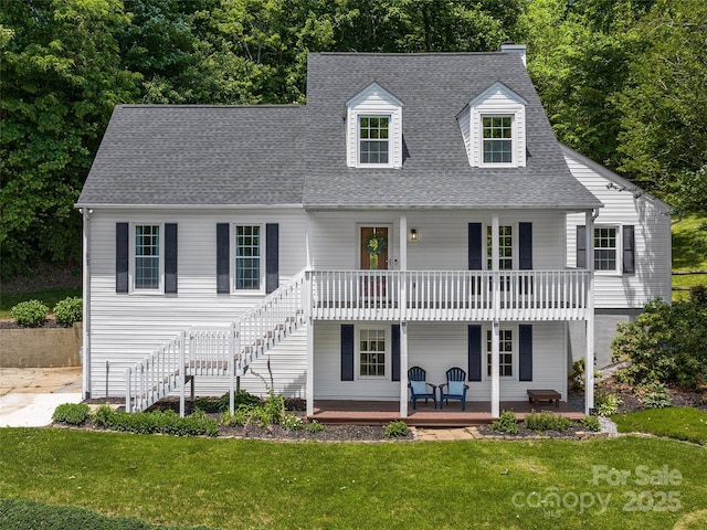 181 Junaluska Oaks Dr, Waynesville, NC 28786 - view of front of property featuring a front yard, stairs, and a shingled roof