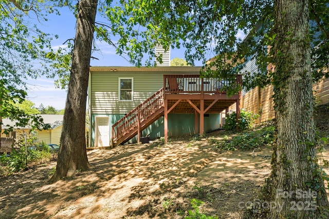 28 Richie St, Asheville, NC 28801 - back of house featuring stairs, a wooden deck, and a chimney
