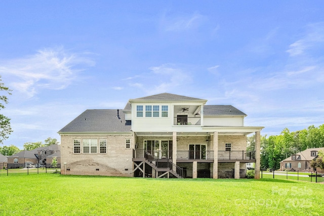1702 Batson Creek Ln, Weddington, NC 28104 - back of house featuring stairs, a balcony, crawl space, and a deck