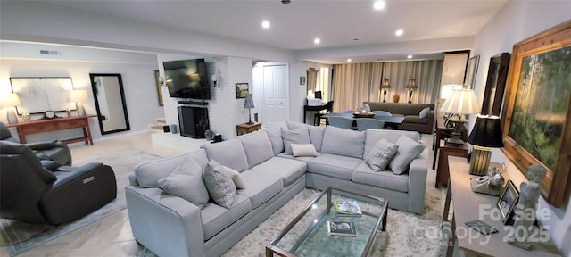 308 Woodfield Dr, Asheville, NC 28803 - living room featuring recessed lighting and a fireplace