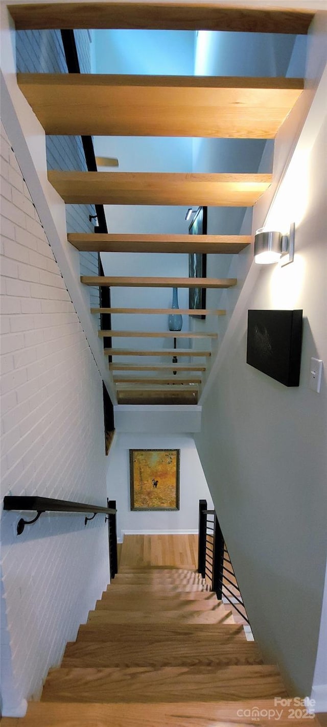 308 Woodfield Dr, Asheville, NC 28803 - stairway featuring brick wall