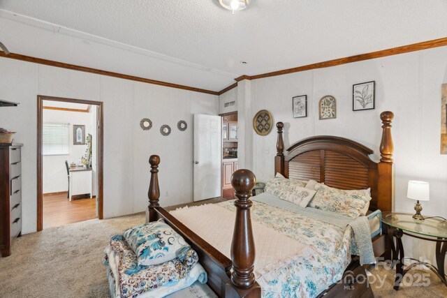 1007 W Cabaniss Rd, Shelby, NC 28150 - carpeted bedroom featuring ornamental molding and a textured ceiling