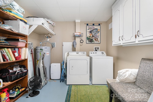 161 Badin Lake Cir, New London, NC 28127 - laundry area featuring independent washer and dryer and water heater