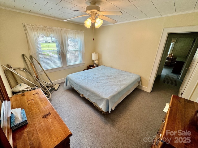 1733 S NC-16 Business Hwy, Stanley, NC 28164 - bedroom with ornamental molding, carpet floors, baseboards, and a ceiling fan