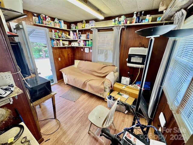 1733 S NC-16 Business Hwy, Stanley, NC 28164 - living room with heating unit, wood finished floors, and wooden walls
