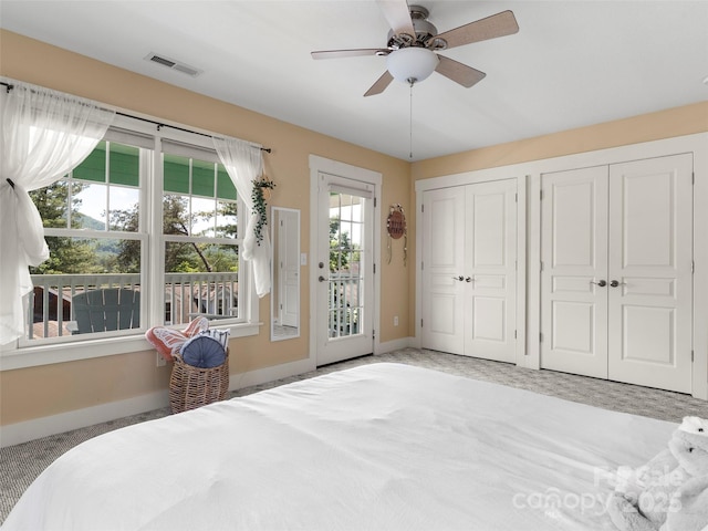 7 Oakhaven Ter, Asheville, NC 28803 - bedroom with baseboards, multiple closets, carpet, and access to outside