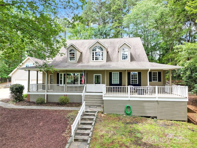 832 Kemp Rd, Mooresville, NC 28117 - view of front of house with covered porch, stairs, roof with shingles, and an attached garage