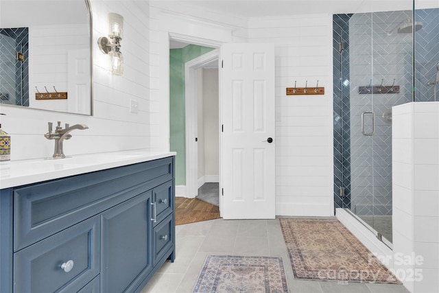 832 Kemp Rd, Mooresville, NC 28117 - full bath featuring vanity, tile patterned flooring, and a stall shower