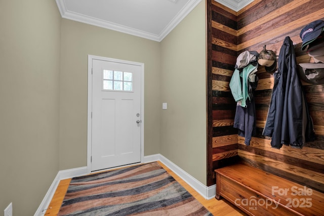 226 Stockwood Ln, Stanley, NC 28164 - foyer entrance featuring ornamental molding, light wood-style flooring, and baseboards