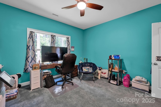 226 Stockwood Ln, Stanley, NC 28164 - office space with a ceiling fan and carpet flooring