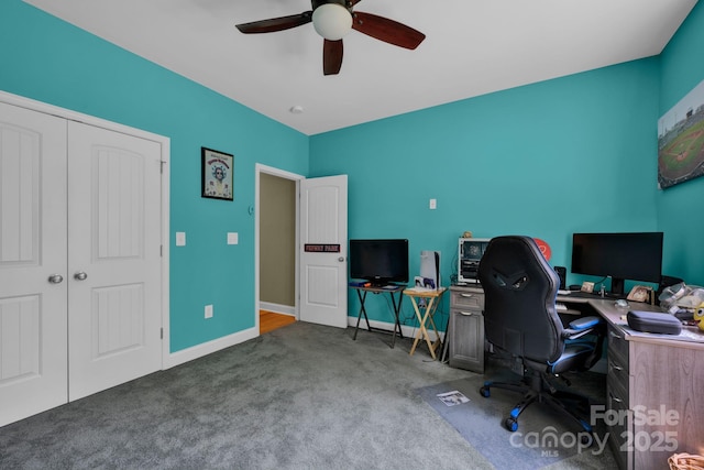 226 Stockwood Ln, Stanley, NC 28164 - carpeted home office with ceiling fan and baseboards