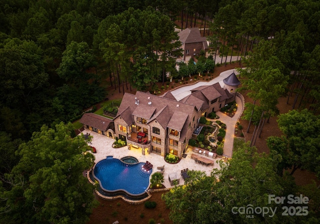 1220 Broadside Rd, York, SC 29745 - aerial overview of property's location featuring a pool area and a heavily wooded area
