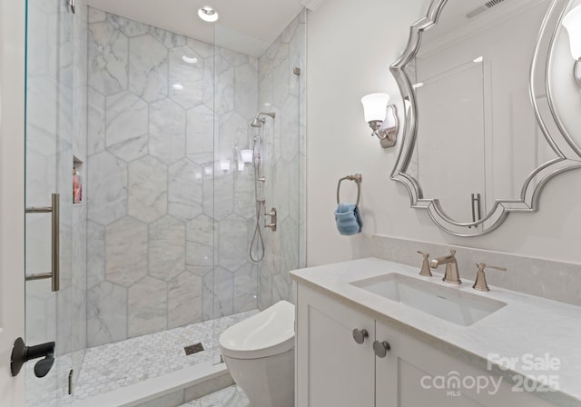 1220 Broadside Rd, York, SC 29745 - full bath with a marble finish shower, toilet, and vanity