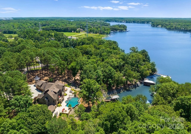 1220 Broadside Rd, York, SC 29745 - drone / aerial view of a forest, a nearby body of water, and a pool