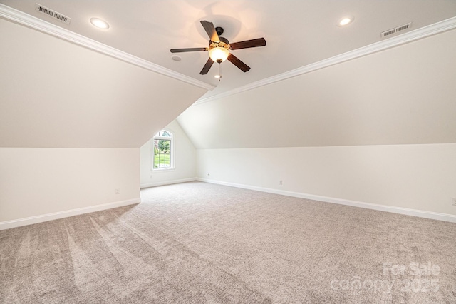 4431 1st Street Dr NW, Hickory, NC 28601 - additional living space with baseboards, carpet flooring, ceiling fan, lofted ceiling, and recessed lighting