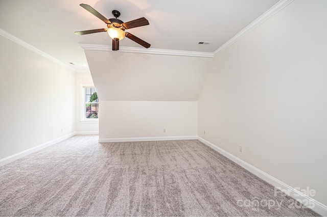 4431 1st Street Dr NW, Hickory, NC 28601 - additional living space featuring a ceiling fan, baseboards, carpet, and lofted ceiling