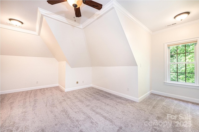 4431 1st Street Dr NW, Hickory, NC 28601 - additional living space with carpet floors, ceiling fan, baseboards, and vaulted ceiling