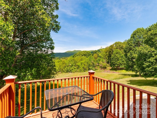 229 Crabtree Mountain Rd, Canton, NC 28716 - wooden terrace featuring outdoor dining area and a lawn