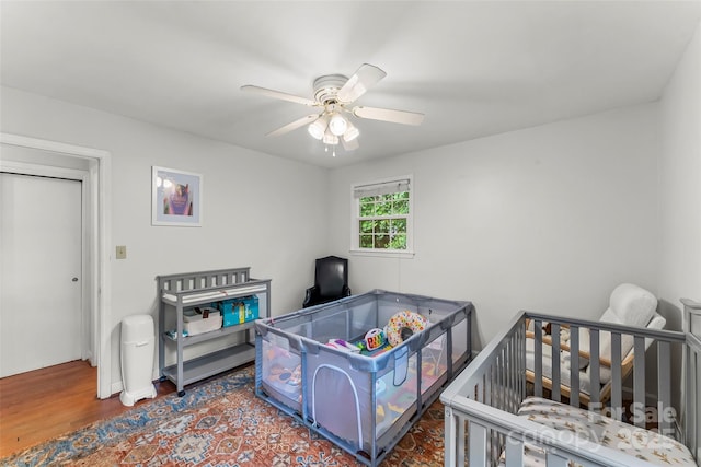 34 Westridge Dr, Asheville, NC 28803 - bedroom with a ceiling fan and wood finished floors