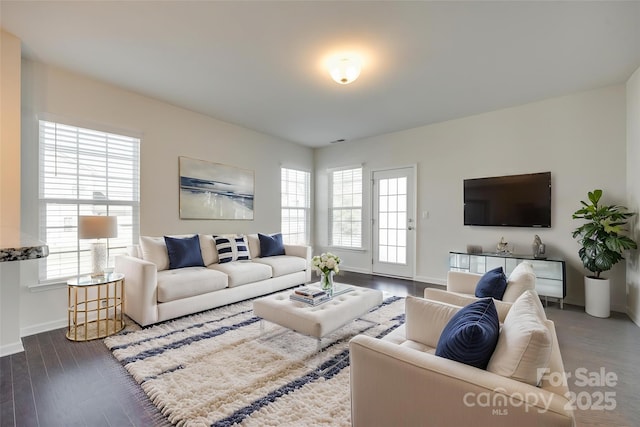 4051 Whittier Ln, Fort Mill, SC 29708 - living area featuring plenty of natural light, wood finished floors, and baseboards