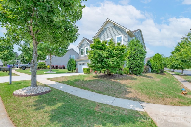 1211 Gold Rush Ct, Fort Mill, SC 29708 - view of property hidden behind natural elements with a garage, a front lawn, and concrete driveway