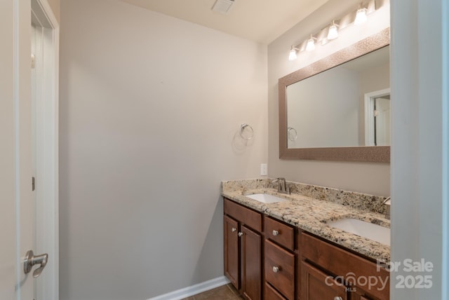 1211 Gold Rush Ct, Fort Mill, SC 29708 - bathroom with double vanity, baseboards, and tile patterned floors