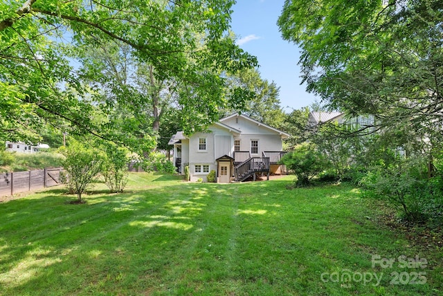 140 Pennsylvania Ave, Asheville, NC 28806 - view of yard with a wooden deck and stairway