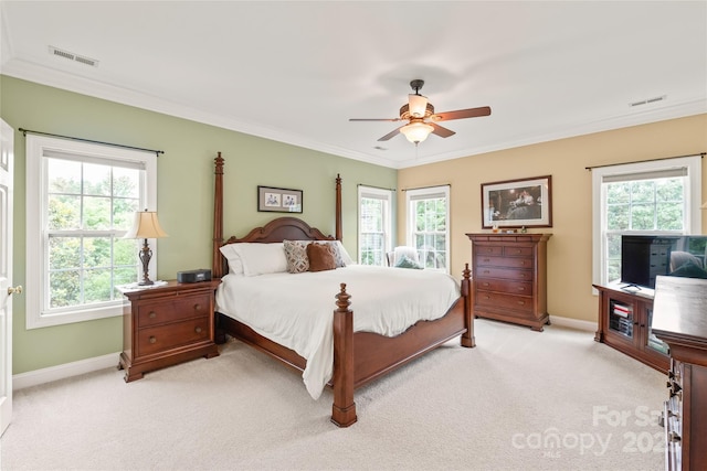 8115 Wilburn Ct, Charlotte, NC 28277 - bedroom with light carpet, ornamental molding, multiple windows, and baseboards