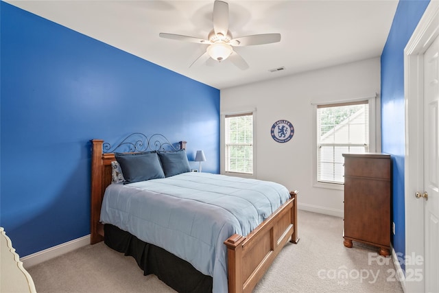 8115 Wilburn Ct, Charlotte, NC 28277 - bedroom featuring light colored carpet, baseboards, and a ceiling fan