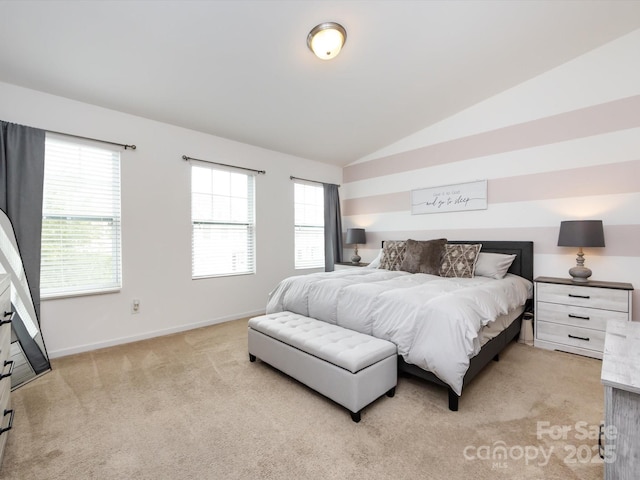 13422 Calloway Glen Dr, Charlotte, NC 28273 - bedroom with light colored carpet, lofted ceiling, and baseboards
