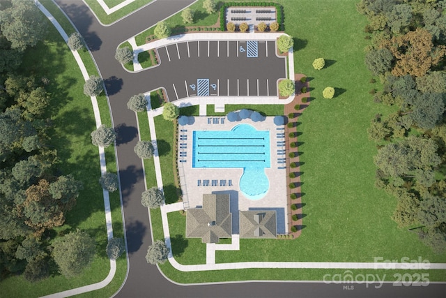 2584 Blue Sky Meadows Dr, Monroe, NC 28110 - aerial overview of property's location with a pool area