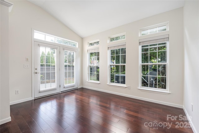 6416 Union Station Ct, Charlotte, NC 28210 - empty room featuring lofted ceiling and dark wood-style flooring