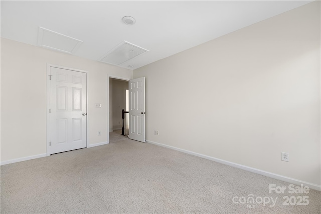 6416 Union Station Ct, Charlotte, NC 28210 - unfurnished bedroom with light colored carpet and attic access