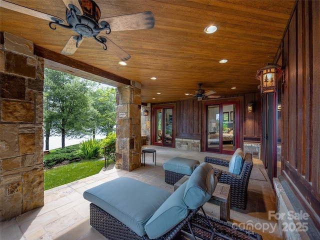 41 Chimney Pt, Lake Toxaway, NC 28747 - view of patio / terrace featuring a ceiling fan and radiator heating unit