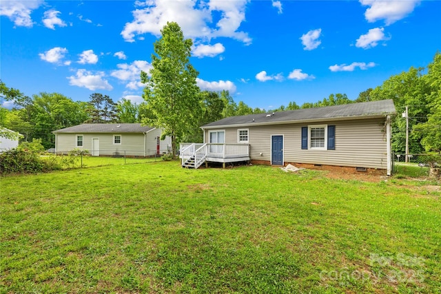 1812 Alpine Dr, Kings Mountain, NC 28086 - rear view of house featuring a wooden deck and crawl space
