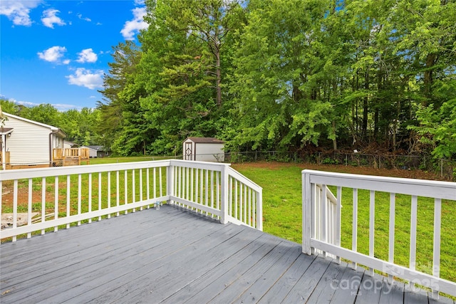 1812 Alpine Dr, Kings Mountain, NC 28086 - wooden terrace featuring a storage shed, a fenced backyard, and view of wooded area