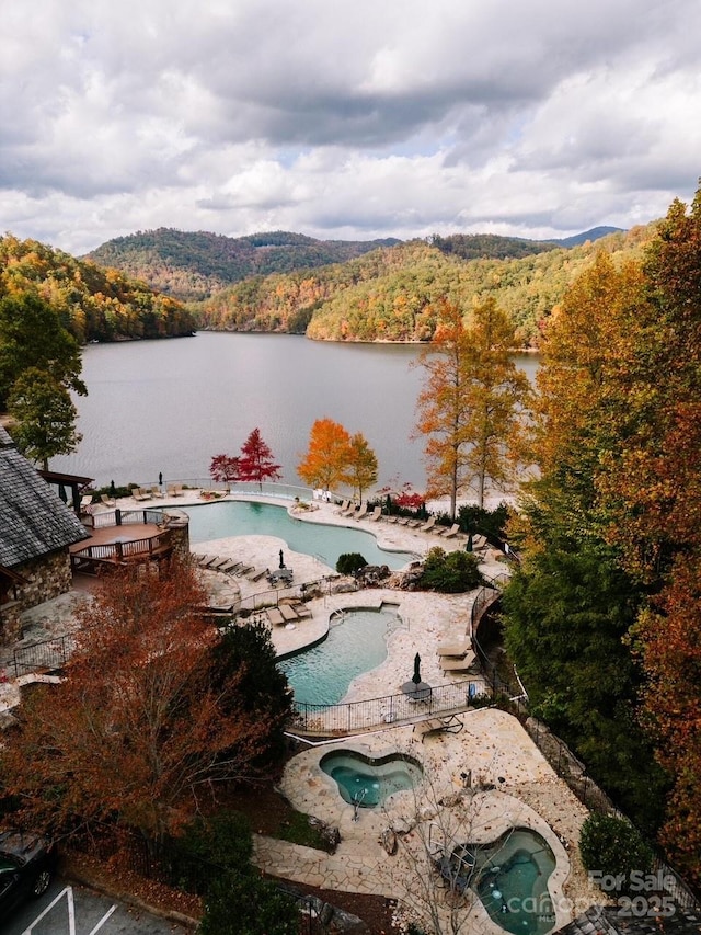 75 Indigo Bunting Ct, Tuckasegee, NC 28783 - water view with a forest and a mountain backdrop
