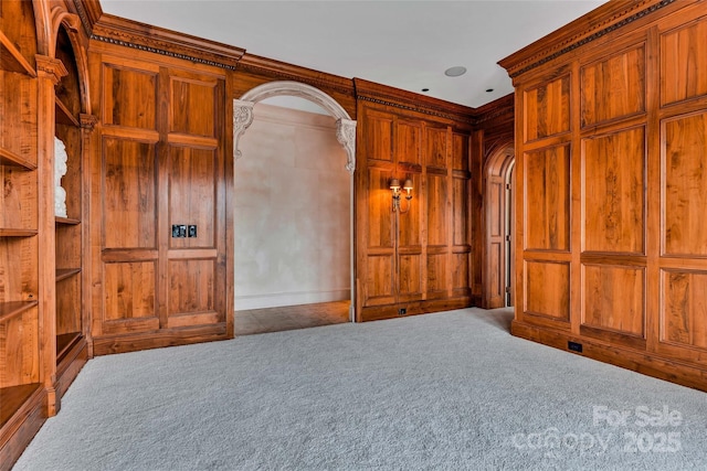 1100 Glen Oaks Dr, Hamptonville, NC 27020 - empty room with carpet floors and wood walls
