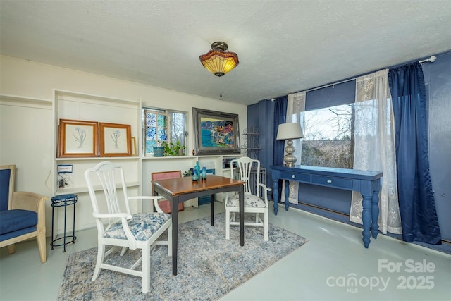 52 Oakhurst Rd, Arden, NC 28704 - dining room with concrete floors, healthy amount of natural light, and a textured ceiling