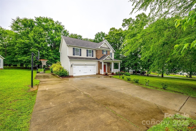1206 Craig Ave, Lancaster, SC 29720 - view of front of home with driveway, an attached garage, a front yard, and view of scattered trees
