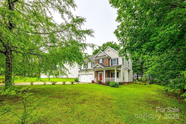 1206 Craig Ave, Lancaster, SC 29720 - traditional-style home with covered porch, a front lawn, and a garage
