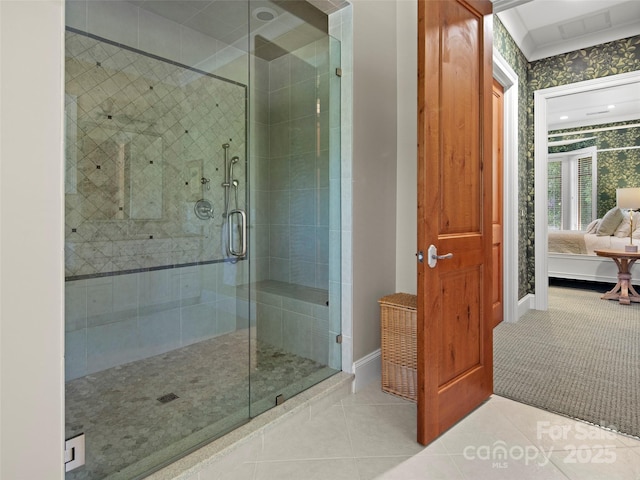 24 Deep Creek Trl, Arden, NC 28704 - bathroom with tile patterned floors, a stall shower, and baseboards