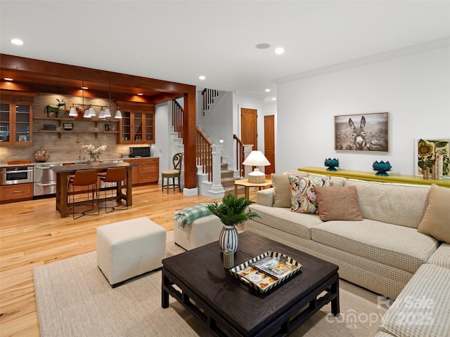 24 Deep Creek Trl, Arden, NC 28704 - living area with stairway, recessed lighting, and light wood-style flooring
