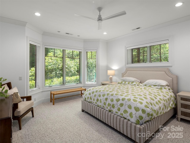 24 Deep Creek Trl, Arden, NC 28704 - carpeted bedroom with multiple windows, recessed lighting, and a ceiling fan
