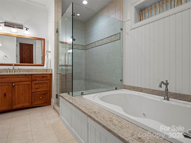 24 Deep Creek Trl, Arden, NC 28704 - bathroom with a shower stall, a whirlpool tub, tile patterned flooring, and vanity